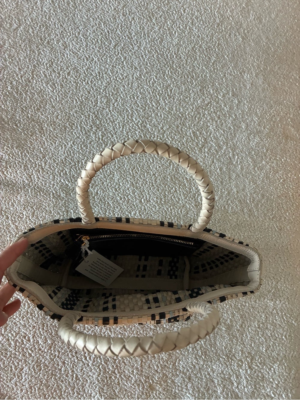 Madewell Mini Woven Tote NWT - Cream, black and light blue - Picture 5 of 5